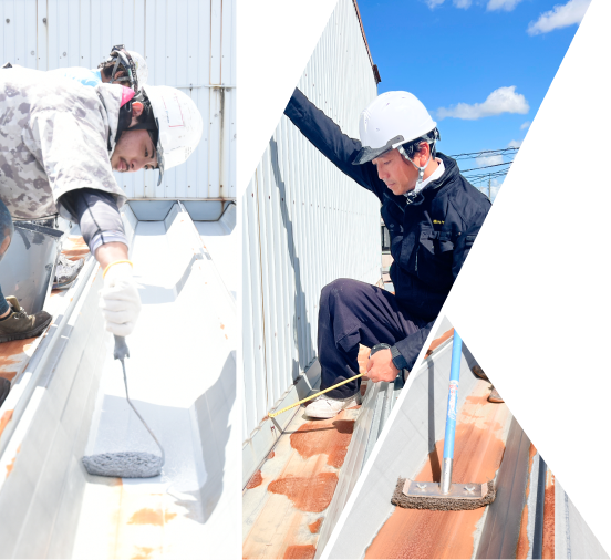 一級塗装技能士の工事の様子